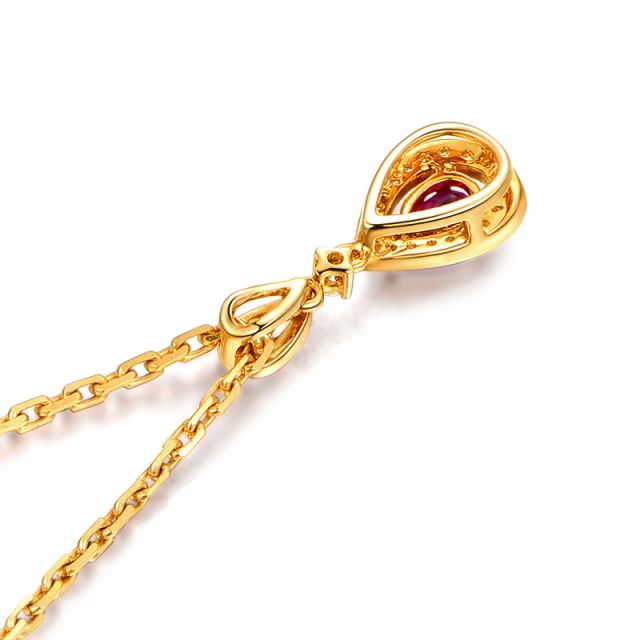 Pendentif princesse Or jaune 18cts - Rubis poire et diamants