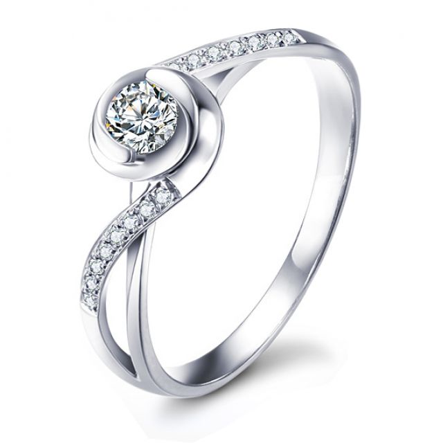 Bague Solitaire A Julie - Or Blanc & Diamants - Alfred de Musset | Gemperles