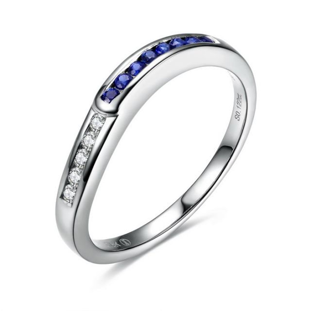 Bague Duale diamants saphirs et Or blanc