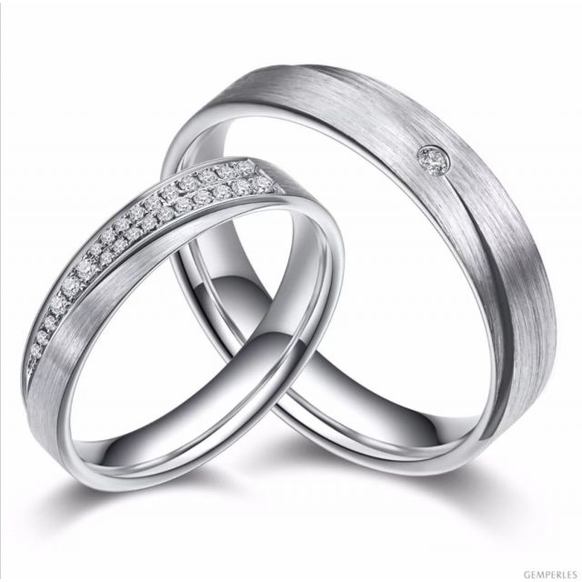 Alliances Duo Sillage Amoureux Platine et Diamants | Gemperles