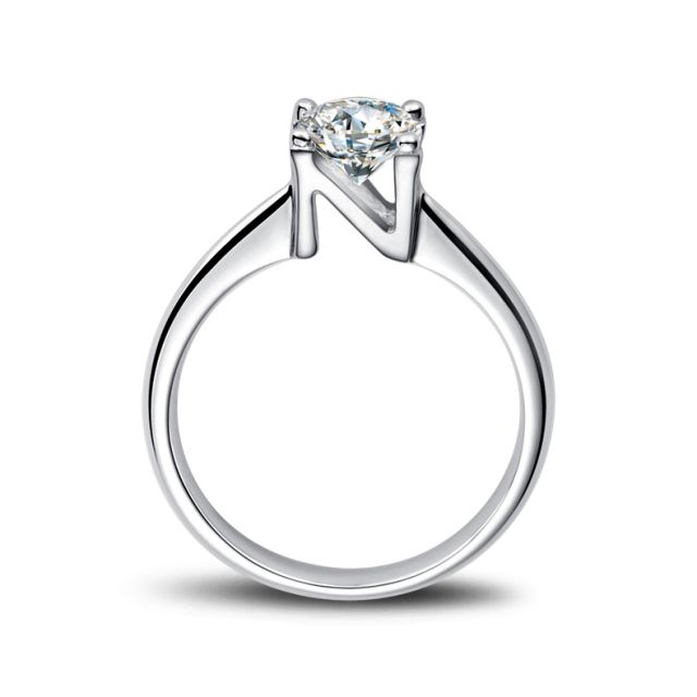 Bague prénom - Lettre N - Diamant, or blanc | Gemperles