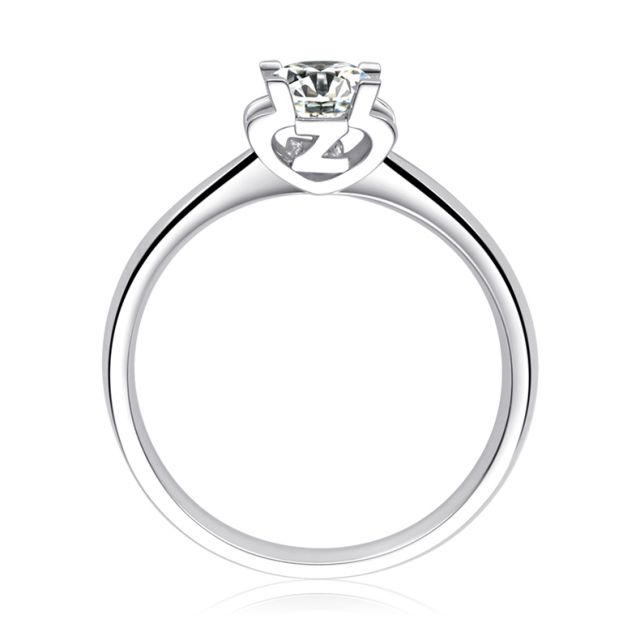 Bague lettre Z en or blanc et diamant 0.25ct | Gemperles