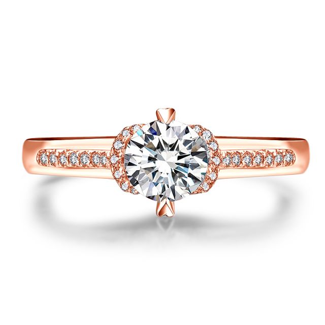 Bague Solitaire Amélia - Or Rose 0.45ct & Diamant Central 0.35ct | Gemperles