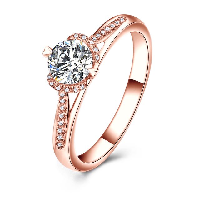 Bague Solitaire Amélia - Or Rose 0.45ct & Diamant Central 0.35ct | Gemperles