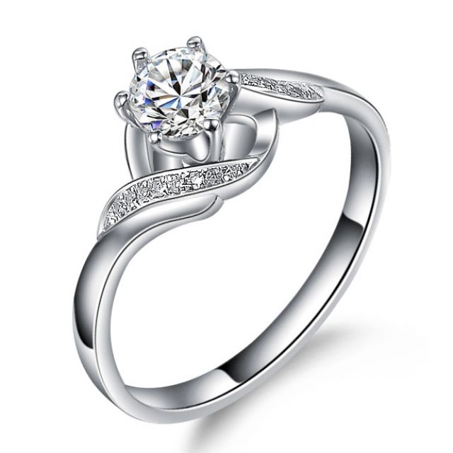 Bague Solitaire Enlacée - Bague Elliptique Or Blanc & Diamants | Gemperles