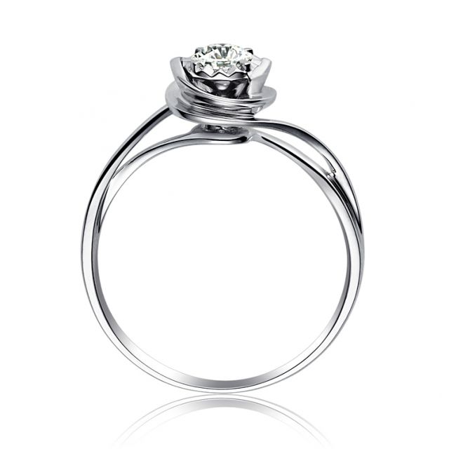 Solitaire anneau ensorcelé - Or blanc 18cts et diamant 0.15ct | Gemperles