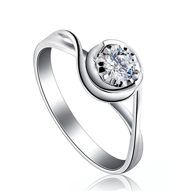 Solitaire anneau ensorcelé - Or blanc 18cts et diamant 0.15ct | Gemperles