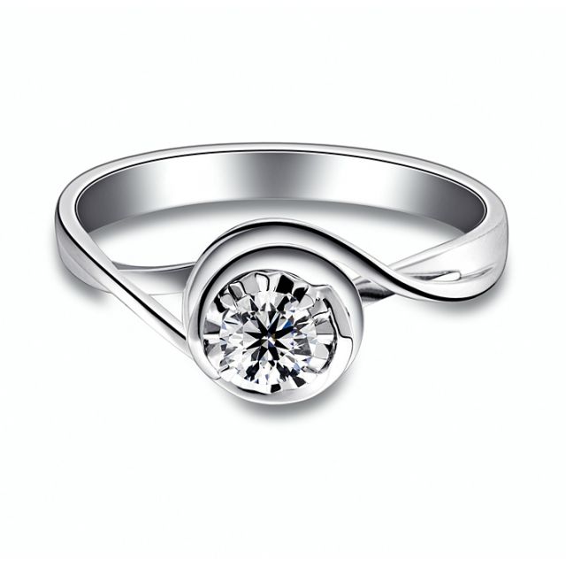 Solitaire anneau ensorcelé - Or blanc 18cts et diamant 0.15ct | Gemperles