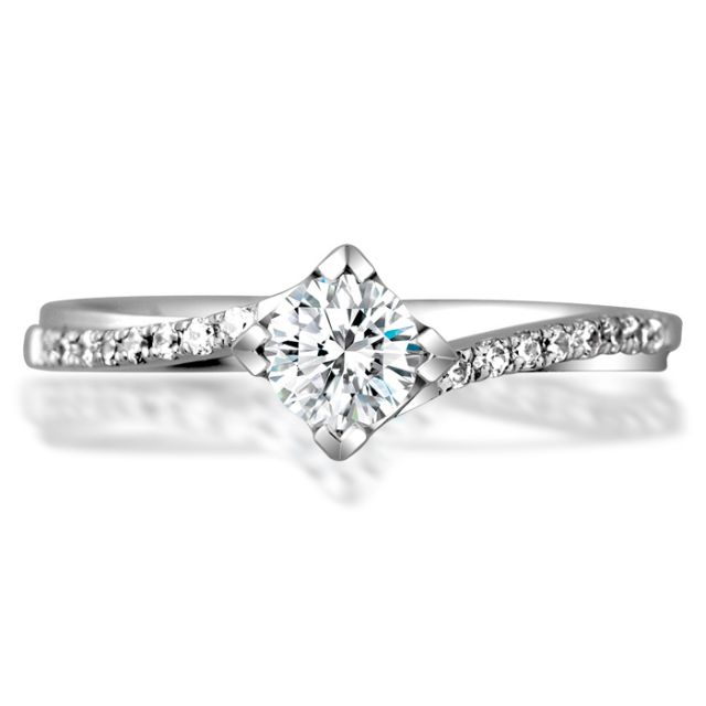 Solitaire bague liseré diamanté - Or blanc 750/1000 | Gemperles