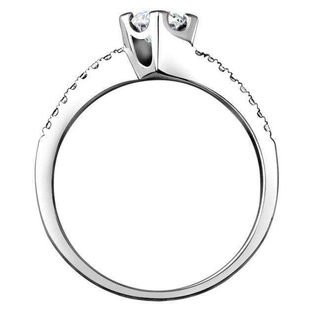 Solitaire bague liseré diamanté - Or blanc 750/1000 | Gemperles