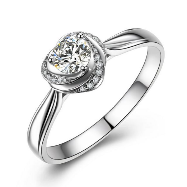 Solitaire Mon Coeur de Rose - Bague Platine & Diamants | Gemperles