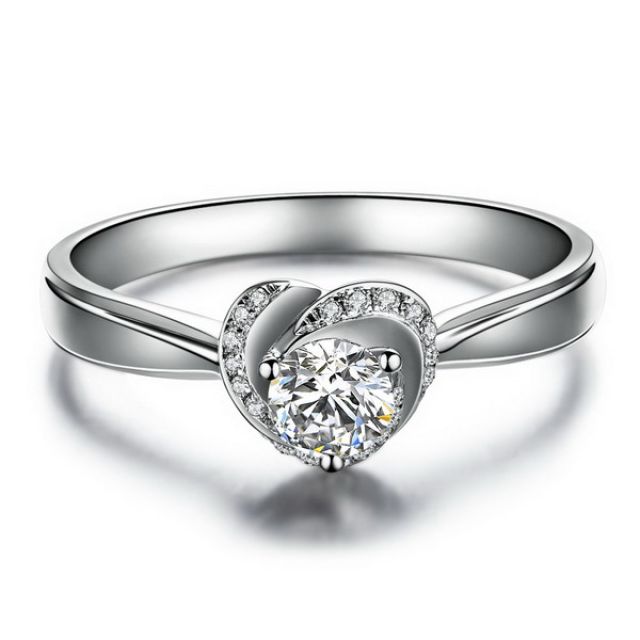 Solitaire Mon Coeur de Rose - Bague Or Blanc & Diamants | Gemperles