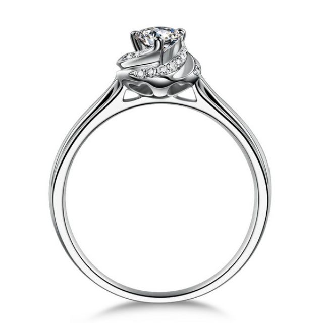 Solitaire Mon Coeur de Rose - Bague Or Blanc & Diamants | Gemperles