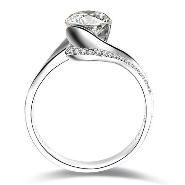 Bague Solitaire Or Blanc, Diamants 0.42ct - Baudelaire, A une Madone | Gemperles