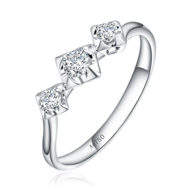 Bague de fiançailles trilogie en or blanc - 3 diamants 0.20ct