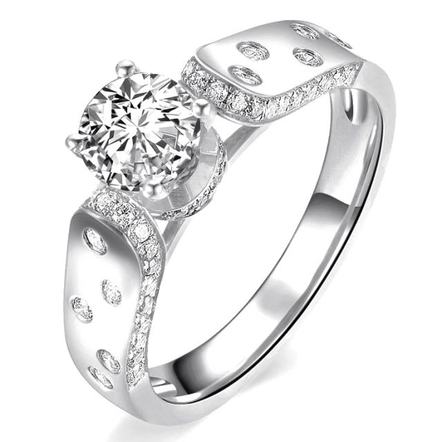 Bague Fiançaille Solitaire Or blanc. Diamants 0.80ct