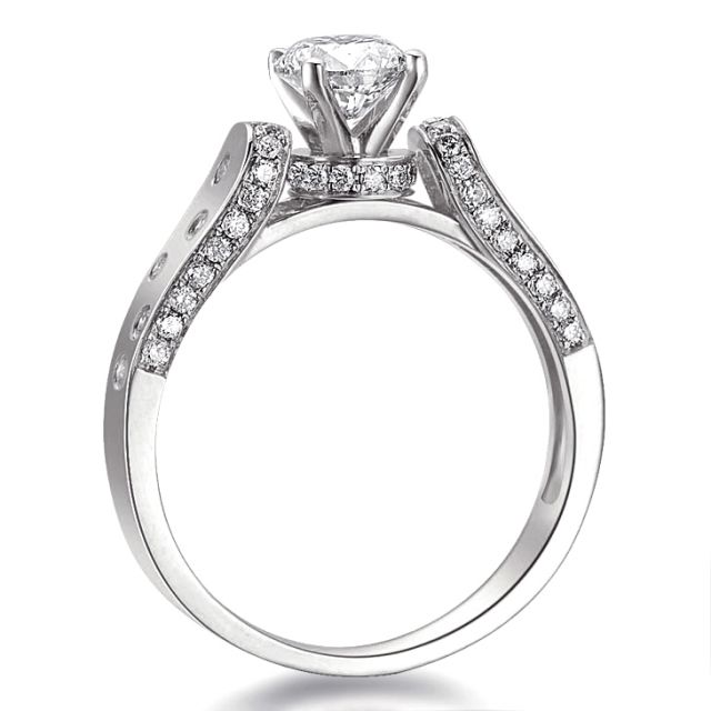 Bague Fiançaille Solitaire Or blanc. Diamants 0.80ct