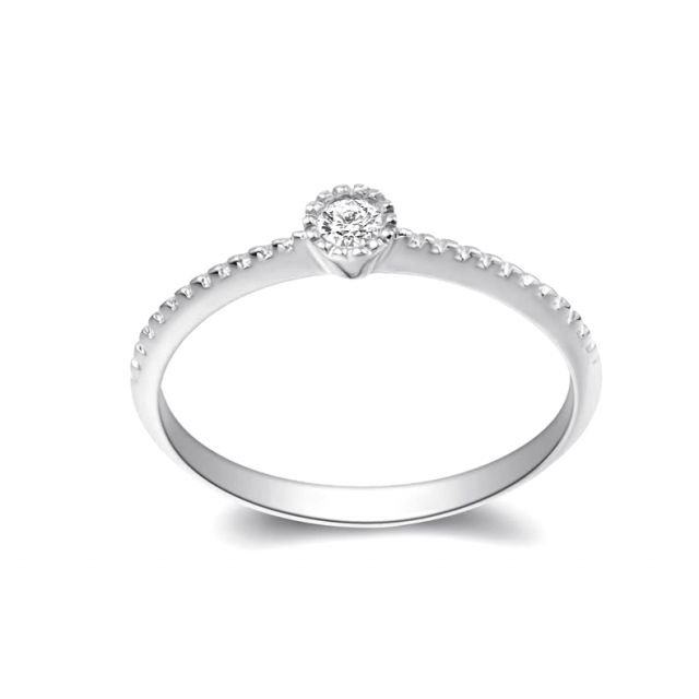 Bague solitaire diamant tressée Or blanc