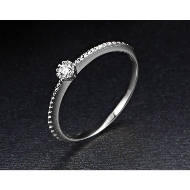 Bague solitaire diamant tressée Or blanc