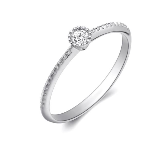 Bague solitaire diamant tressée Or blanc