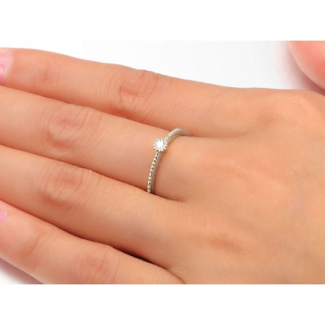 Bague solitaire diamant tressée Or blanc