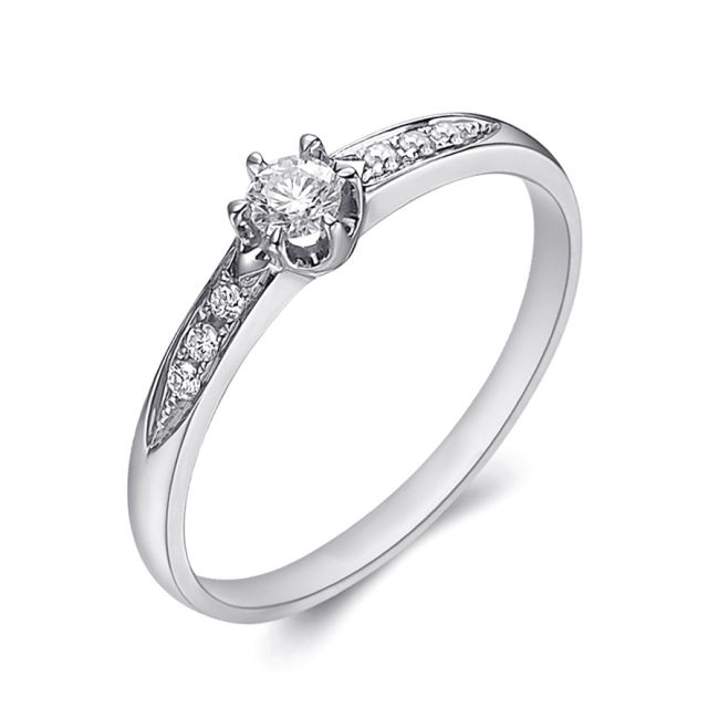 Bague Alliance Solitaire en Platine & Diamants | Gemperles