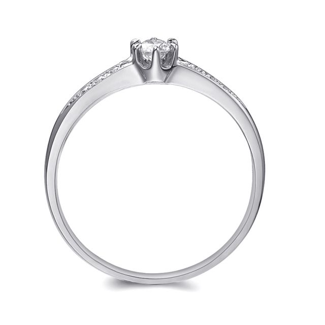 Alliance Solitaire Accompagné Diamants. Or Blanc | Gemperles