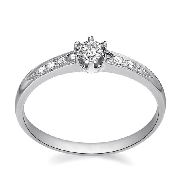 Bague Alliance Solitaire en Platine & Diamants | Gemperles