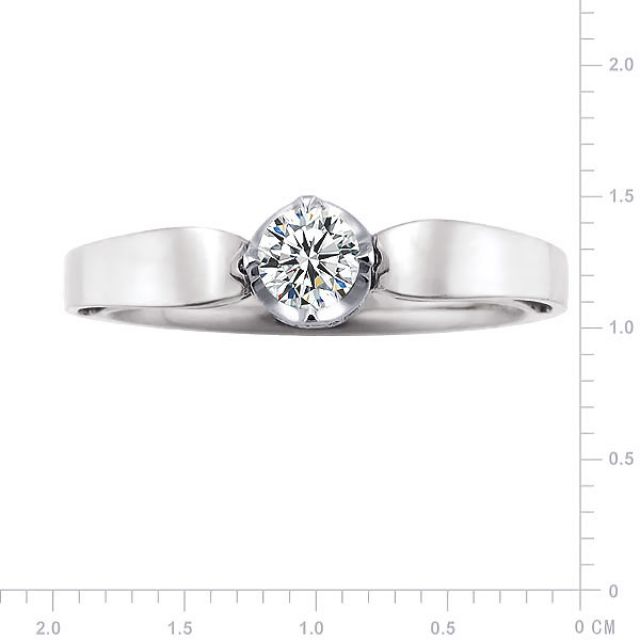 Solitaire anneau bombé - Or blanc- Couronne diamants 0.58ct | Jefferson