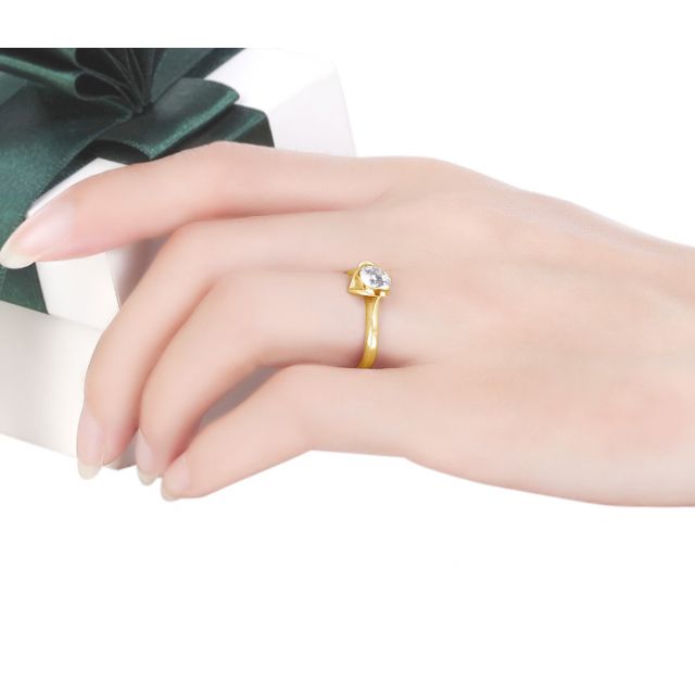 Bague Solitaire Coeur Majestueux - Or Jaune & Diamant | Gemperles