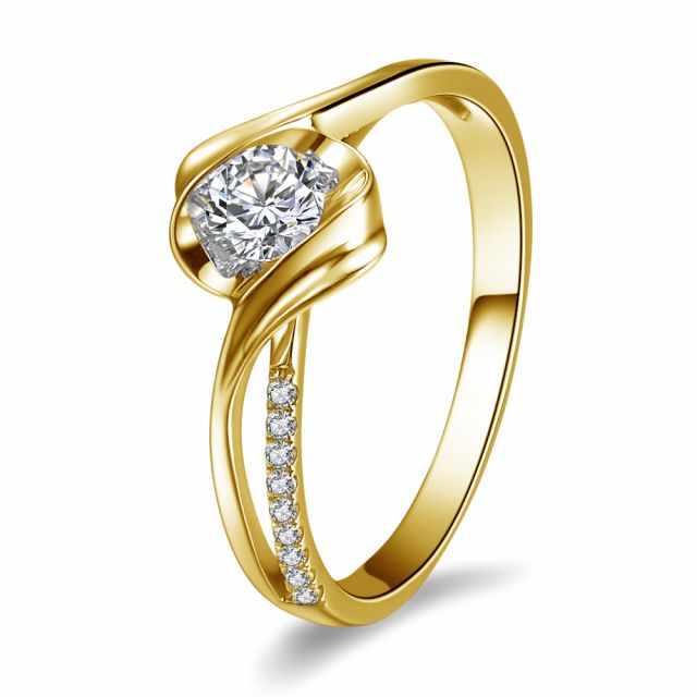 Bague Solitaire Or Jaune Alphonse de Lamartine - Méditations poétiques | Gemperles