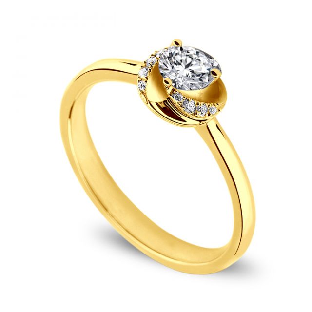 Solitaire Le Tourbillonnant Or Jaune - Diamants Sertis Griffes, Grains | Gemperles