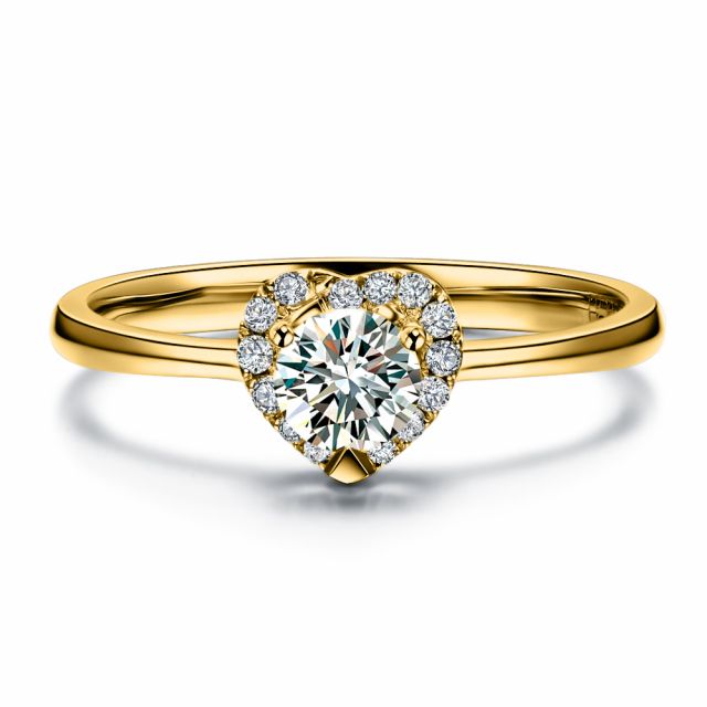 Solitaire Mon Coeur de Diamant - Or Jaune & Diamants Pavés | Gemperles