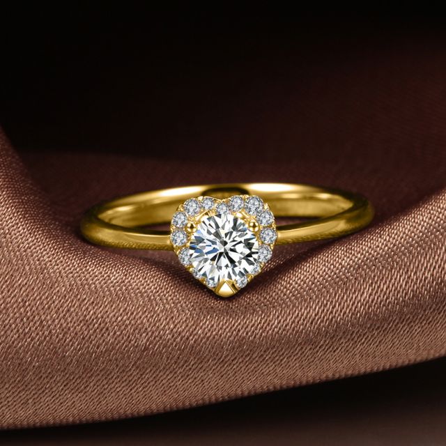 Solitaire Mon Coeur de Diamant - Or Jaune & Diamants Pavés | Gemperles