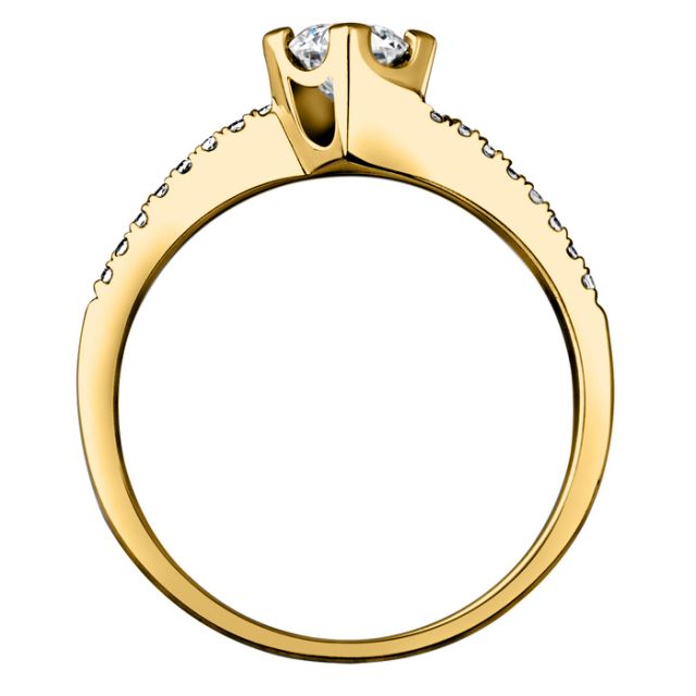 Bague Solitaire Bordure Diamantée Périclès - Or Jaune 18 carats | Gemperles