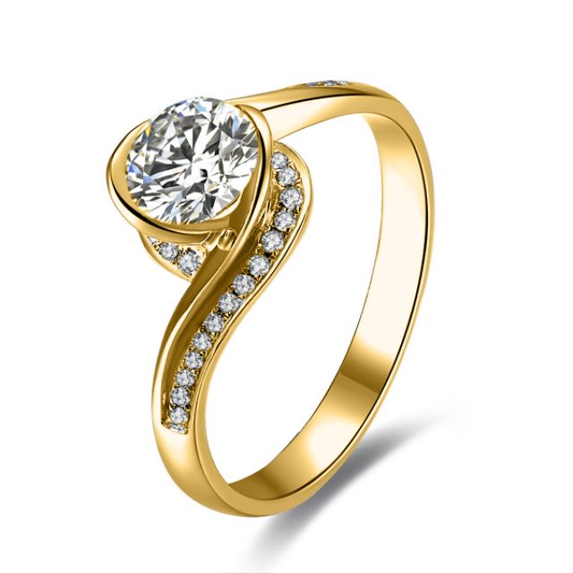 Bague Solitaire Or Jaune, Diamants 0.42ct - Baudelaire, A une Madone | Gemperles