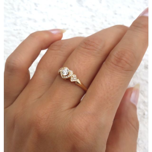 Bague Solitaire Coeurs Splendides - Or Jaune & Diamants | Gemperles