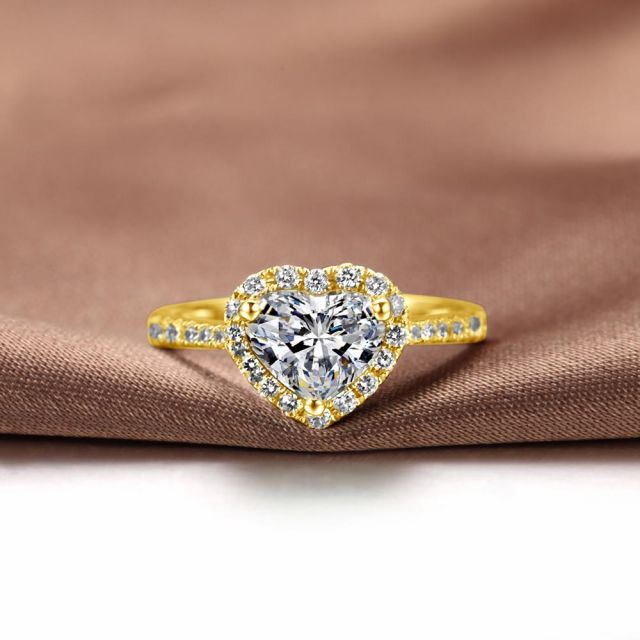 Bague Cœur Solitaire Love etc - Or Jaune 18 Carats - Diamants | Gemperles