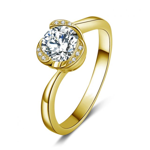 Bague Solitaire Délicatesse Or Jaune 18cts - Forme Coeur - Diamants | Gemperles