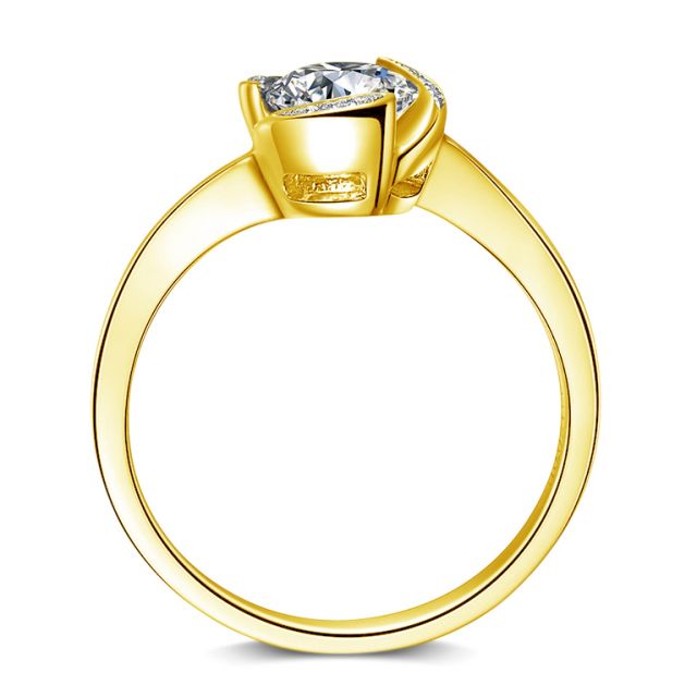 Bague Solitaire Délicatesse Or Jaune 18cts - Forme Coeur - Diamants | Gemperles