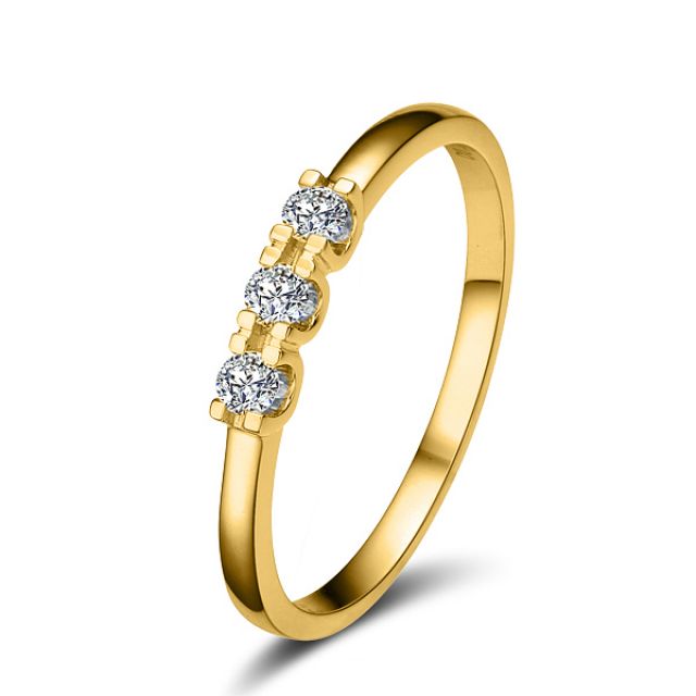 Bague trilogie moderne - Diamants 0.12ct, or jaune 18cts