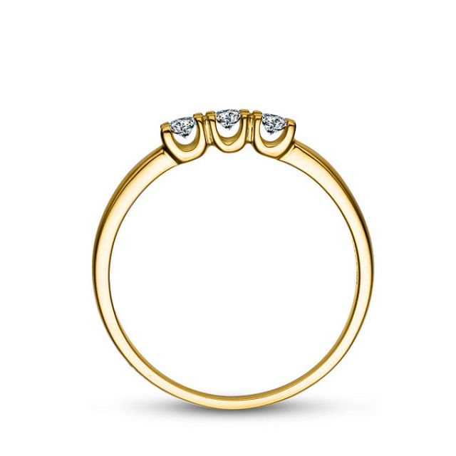 Bague trilogie moderne - Diamants 0.12ct, or jaune 18cts