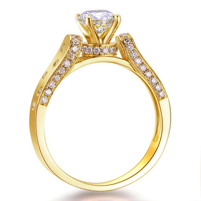 Bague Fiançaille Solitaire Or jaune. Diamants 0.80ct