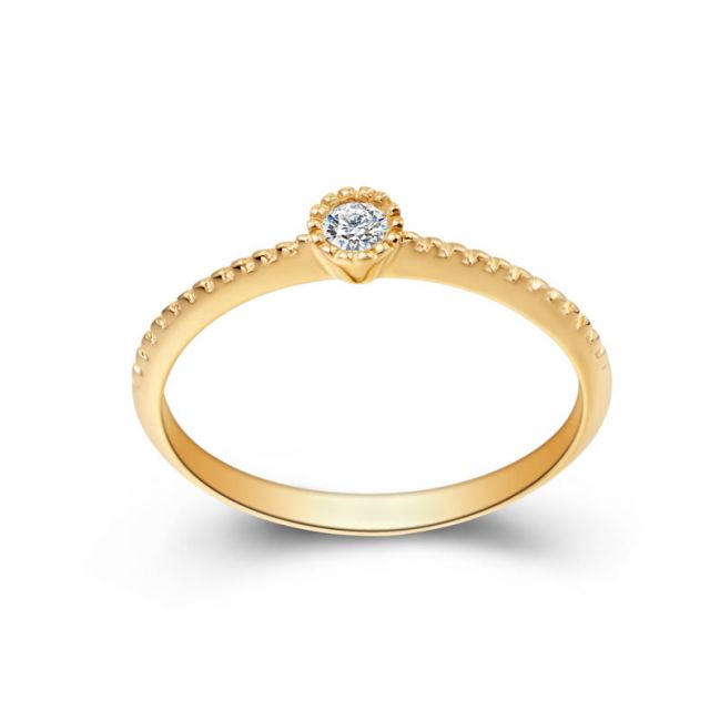 Bague solitaire diamant tressée Or jaune