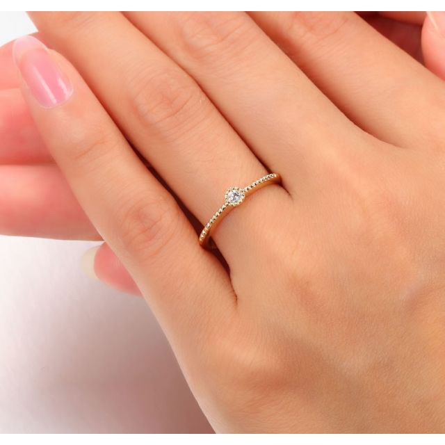 Bague solitaire diamant tressée Or jaune