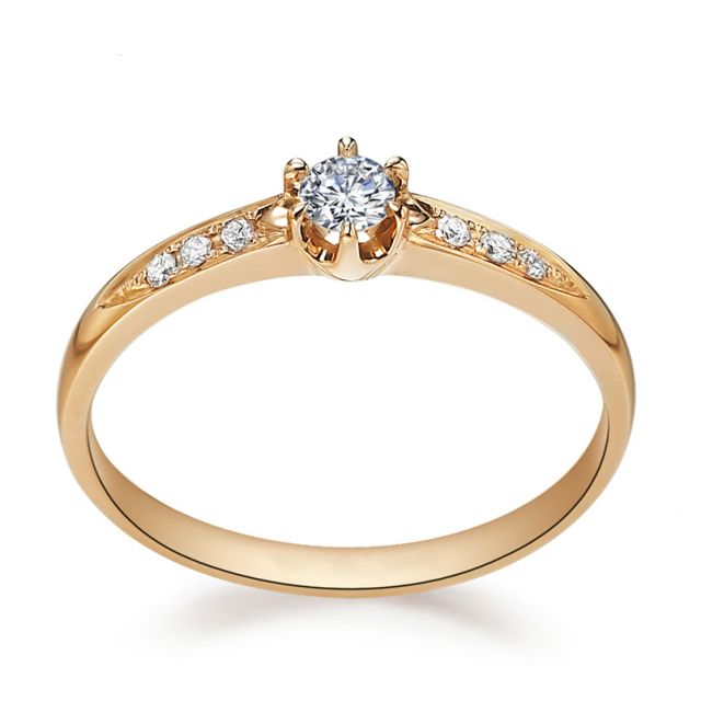 Alliance Solitaire Accompagné Diamants. Or Jaune | Gemperles