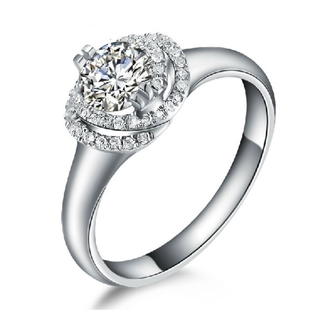 Bague Solitaire Gracieuse Majesté - Or Blanc & Diamants Enroulés | Gemperles