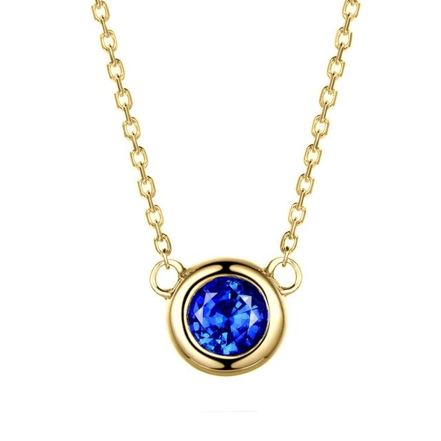 Collier pendentif solitaire saphir Or jaune. Soli blue