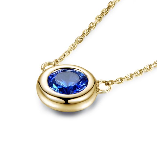 Collier pendentif solitaire saphir Or jaune. Soli blue