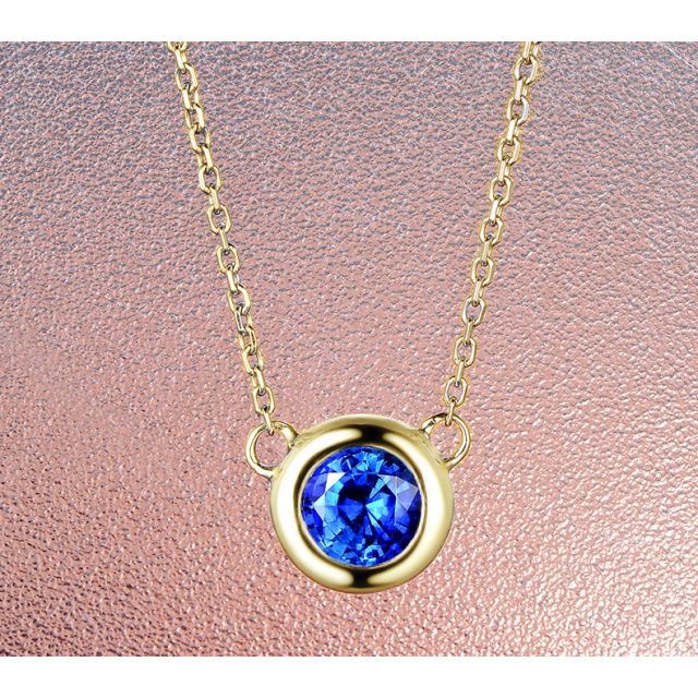 Collier pendentif solitaire saphir Or jaune. Soli blue